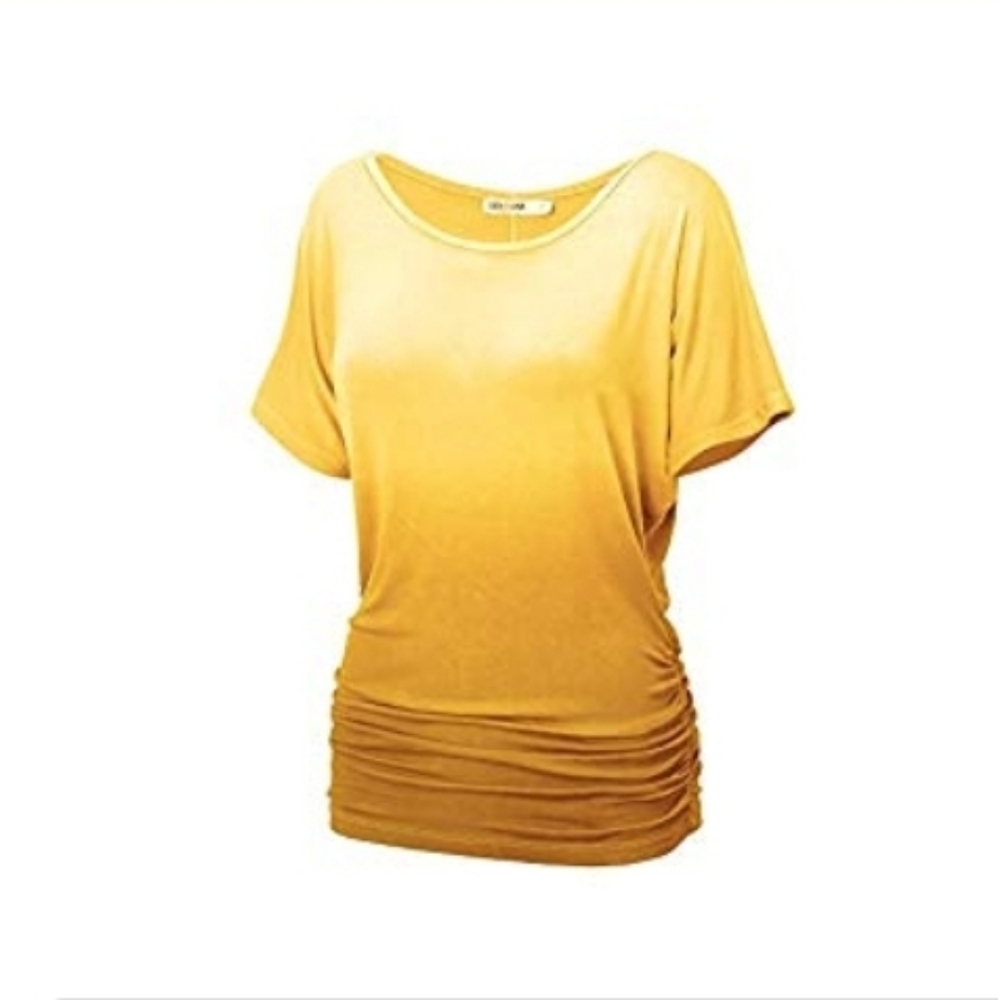 Short Sleeve Crew Neck Tie Dye Ombre Top